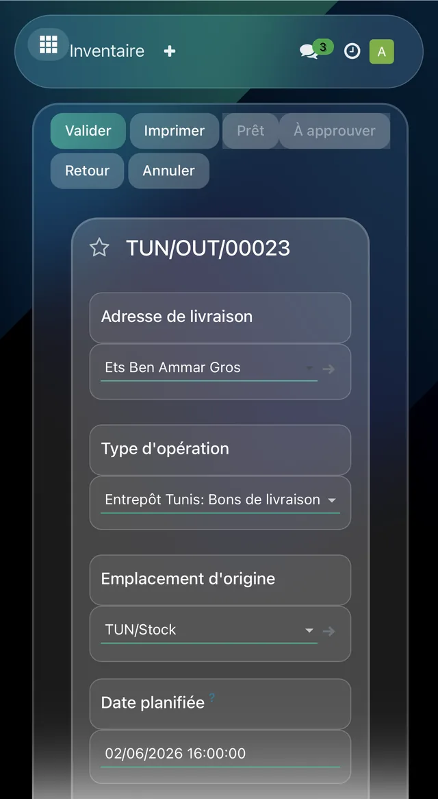 Validation d'un bon de livraison Lexa depuis un téléphone mobile